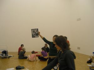 Build-up of the exhibition *Danser l’actualité*, gallery of the École supérieure d’art de Grenoble, 16 to 18 November 2005.
