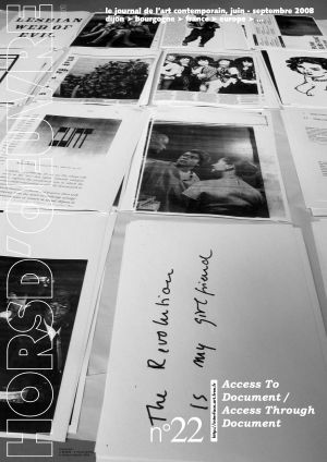 Première de couverture de *Access to document / Access through document*, hors série, *Horsd’oeuvre*, n° 22, juin-sept 2008.